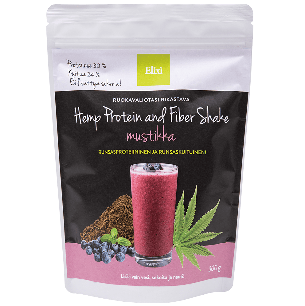 Elixi Hemp Protein & Fiber Shake mustikka Elixi Hemp Protein & Fiber Shake mustikka